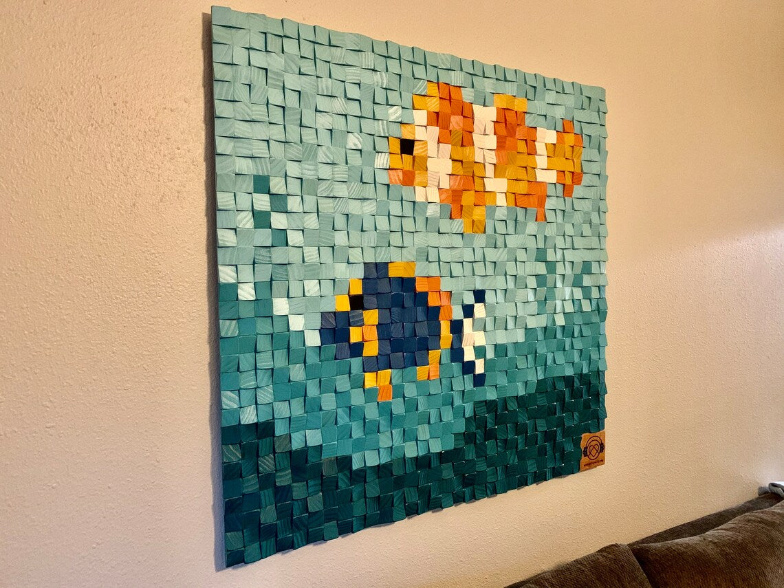 Deep Into The Sea Wood Mosaic Wall Decor