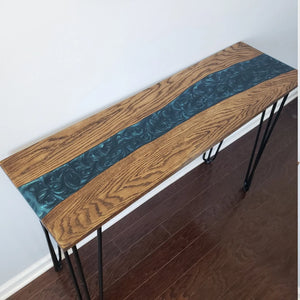 Deep Teal Epoxy River Console Table