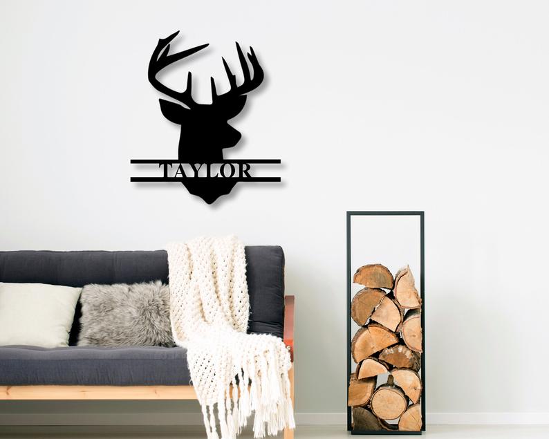Personalized Deer Head Monogram Wall Decor