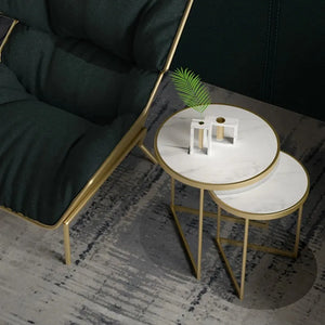 Duo Golden Metal Nesting Side Tables
