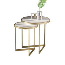 Load image into Gallery viewer, Duo Golden Metal Nesting Side Tables
