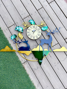 Elegant Nature Deer Metal Wall Clock