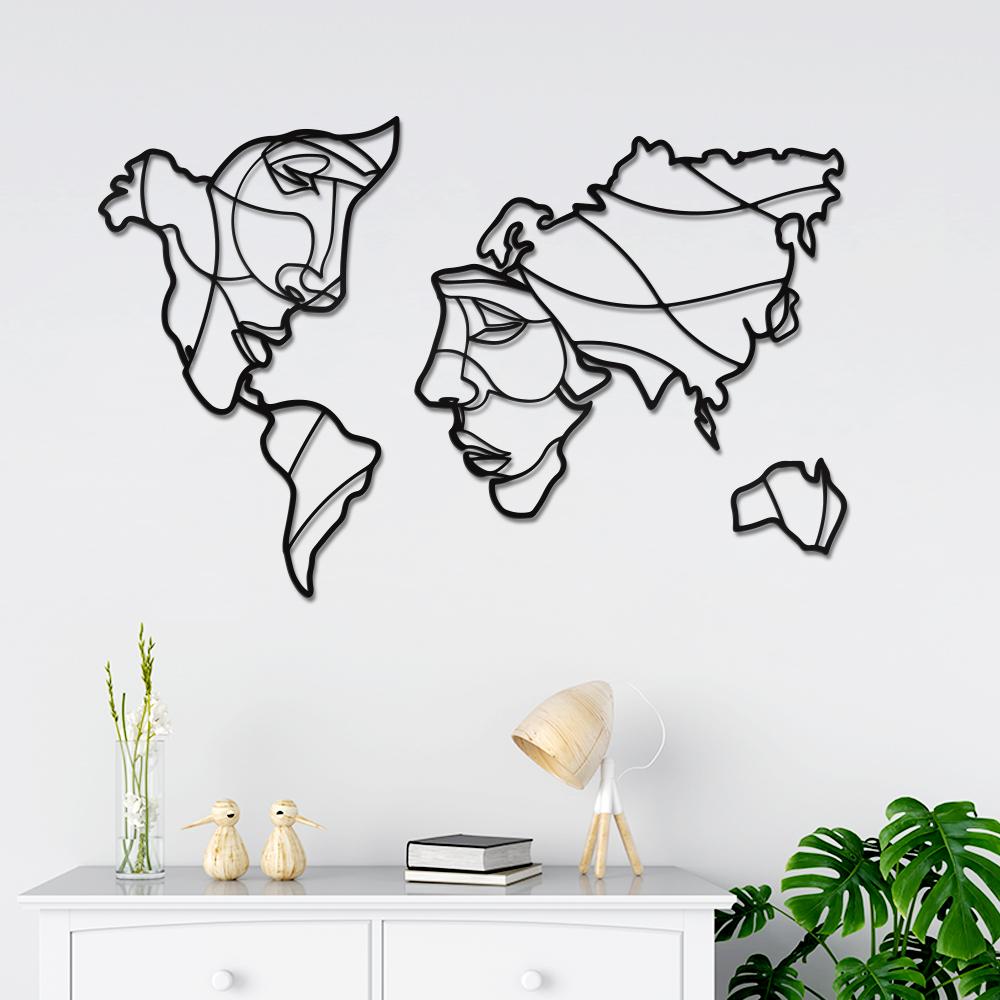 Face of World Map Wall Hanging