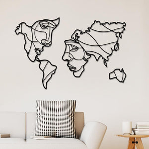 Face of World Map Wall Hanging