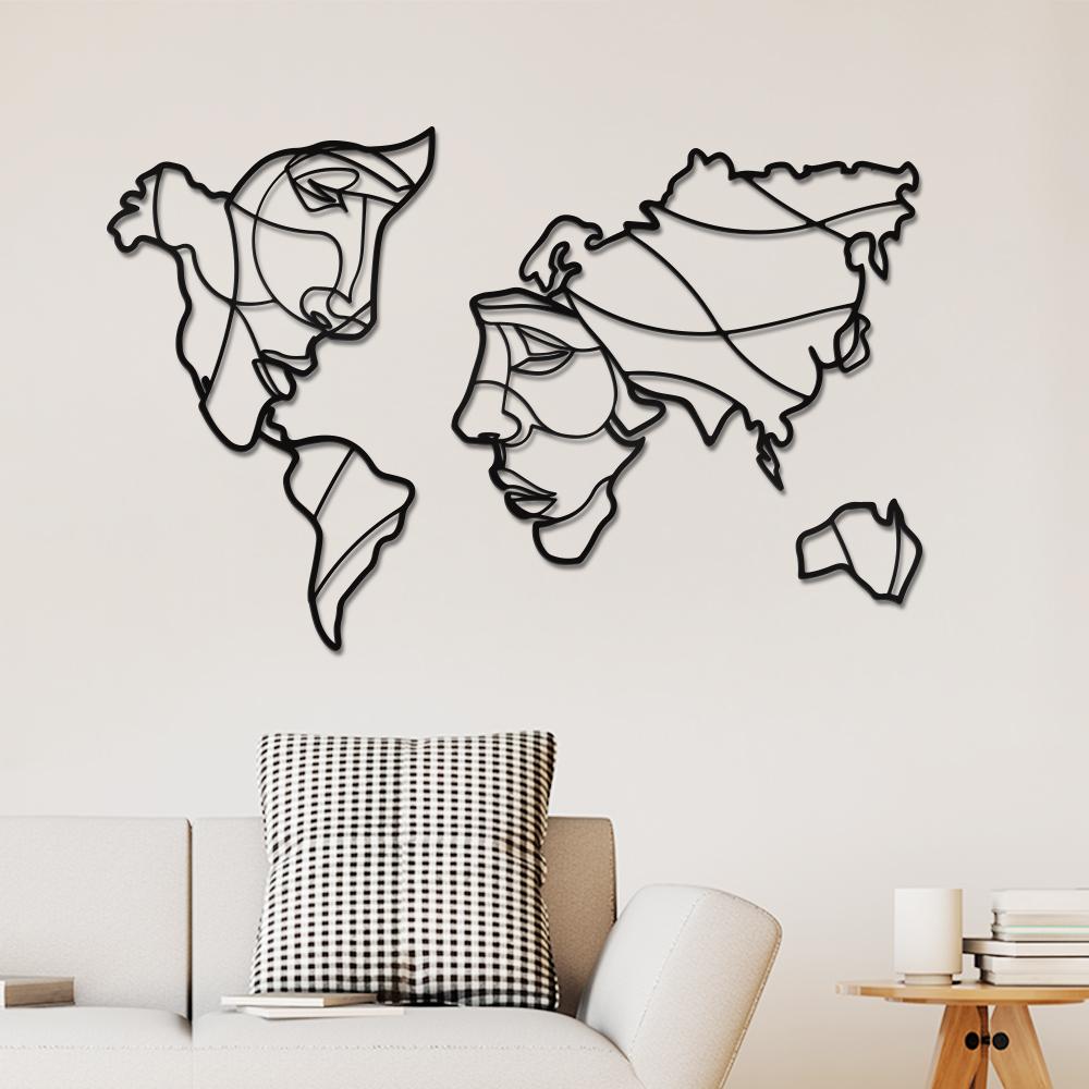 Face of World Map Wall Hanging