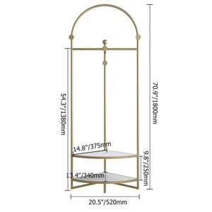 Faux Marble Gold Corner Clothing Rack with Shelf and Hanging Bar