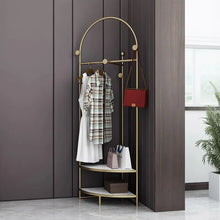 Load image into Gallery viewer, Faux Marble Gold Corner Clothing Rack with Shelf and Hanging Bar
