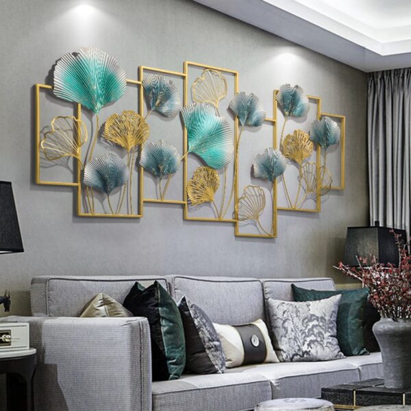Floral Abstract Rectangular Frames with Gingko Leaves Wall Decor