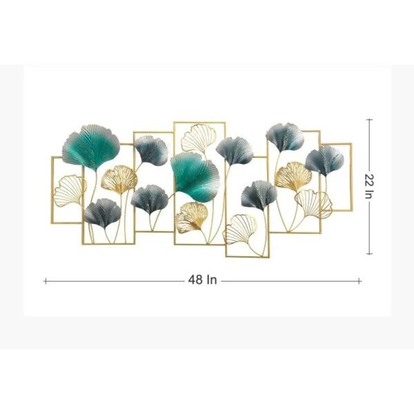 Floral Abstract Rectangular Frames with Gingko Leaves Wall Decor