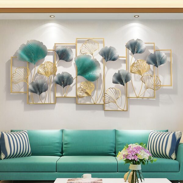 Floral Abstract Rectangular Frames with Gingko Leaves Wall Decor