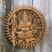 Load image into Gallery viewer, Hand Carved Teak Wood Ganesha Aura
