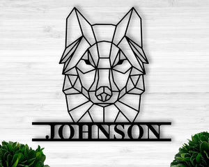 Personalized Geometric Wolf Sign Wall Decor