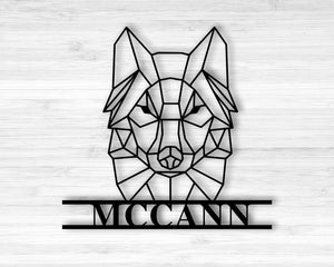 Personalized Geometric Wolf Sign Wall Decor