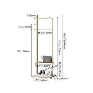 Gold Marble Freestanding Clothing Rack with Hanging Rail and Hooks