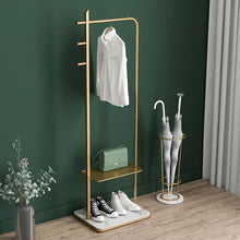 Load image into Gallery viewer, Gold Marble Freestanding Clothing Rack with Hanging Rail and Hooks
