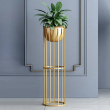 Load image into Gallery viewer, Gold Plant Pot Modern Planter with Gold Stand for Indoor Metal
