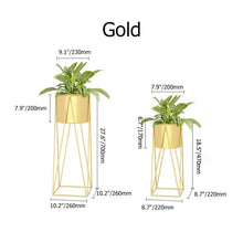 Load image into Gallery viewer, Gold Plant Pots Modern Planter with Gold Stand for Indoor (Set of 2)
