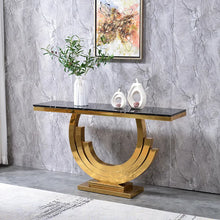 Load image into Gallery viewer, Gold &amp; Black Marble Console Table Narrow Rectangular Entryway Table
