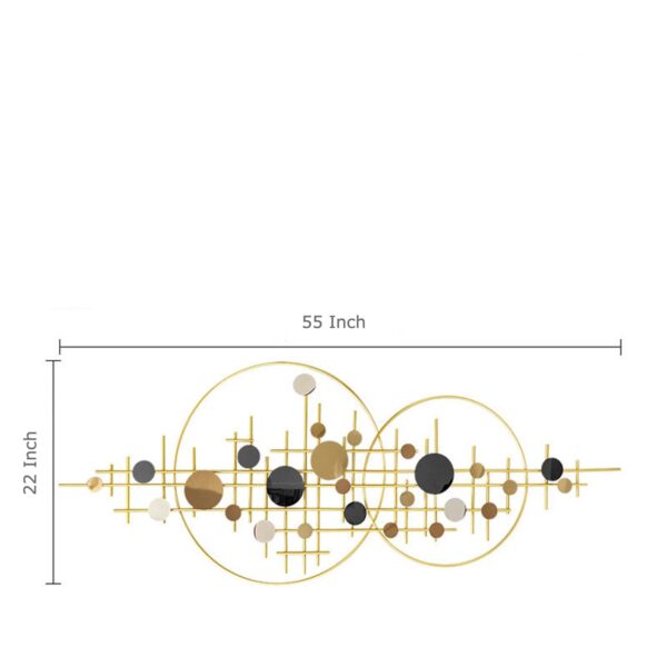 Golden Beads on Metal Net with Dual Rings Abstract Art Wall Decor