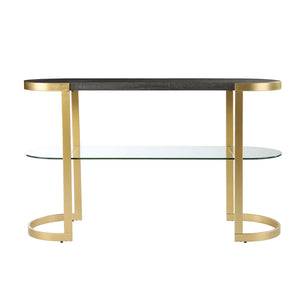 Golden Console Table With Glass Shelf