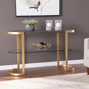 Golden Console Table With Glass Shelf