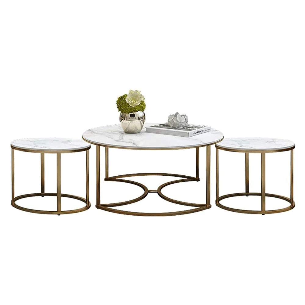 Golden Nesting Tables Trio In Exemplary Style