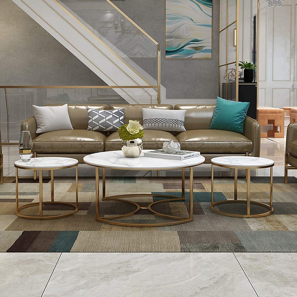 Golden Nesting Tables Trio In Exemplary Style