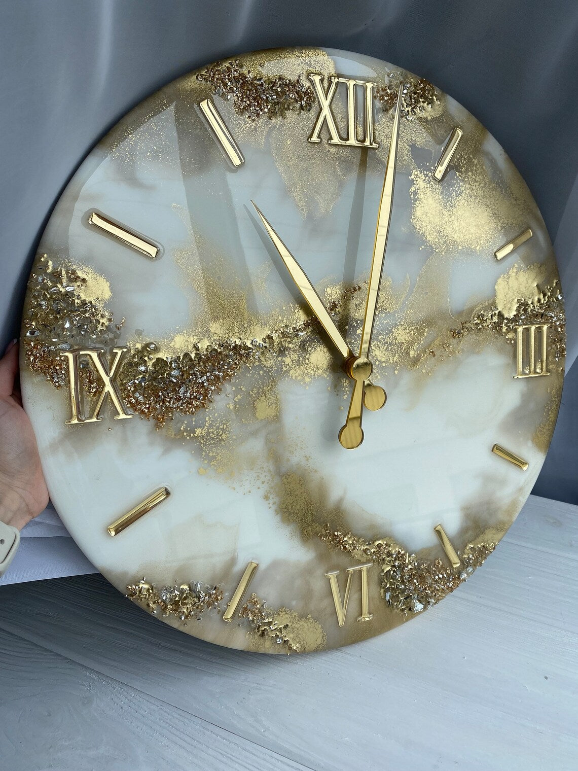 Golden Epoxy Resin Wall Clock