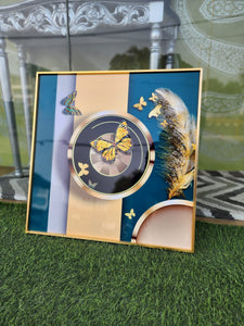 Gorgeous Golden Butterfly Crystal Painting Wall Decor