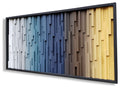 Blue, Gray, Brown and Golden Yellow Plank Wood Mosaic Wall Decor