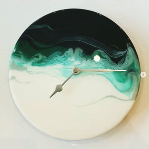 Green Ocean Epoxy Resin Wall Clock