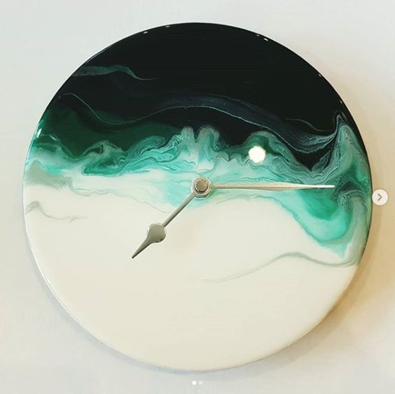 Green Ocean Epoxy Resin Wall Clock