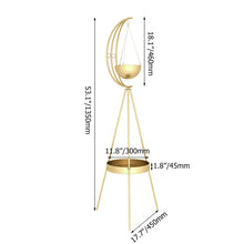 Load image into Gallery viewer, Half-Moon Plant Stand with Shelf in Gold Modern End Table
