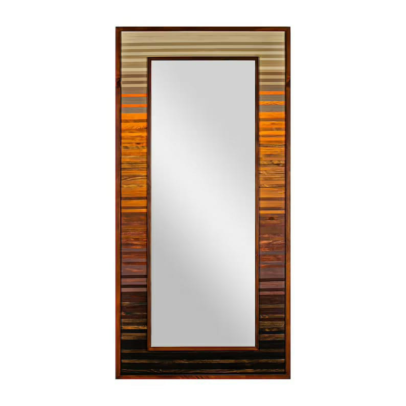 RUSTIC PLANK WOOD MOSAIC MIRROR WALL DECOR