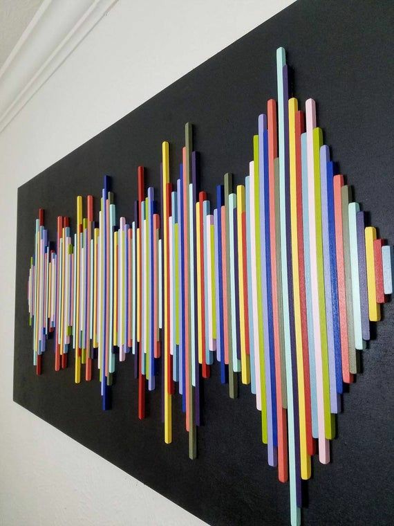 Sound Wave Plank Wood Mosaic Wall Decor