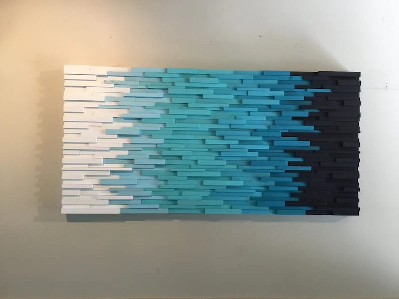 Blue Heaven Plank Wood Mosaic Wall Decor
