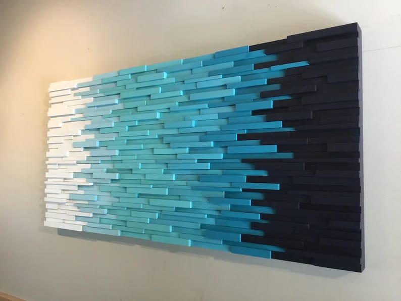 Blue Heaven Plank Wood Mosaic Wall Decor