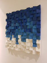 Load image into Gallery viewer, White and Blue Wood Mosaic Wall Decor
