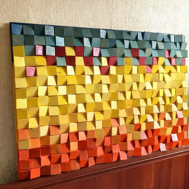 Sun Reflection Wood Mosaic Wall Decor