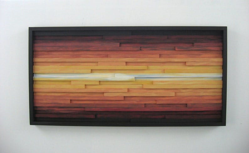 Blazing Sunset Plank Wood Mosaic Wall Decor