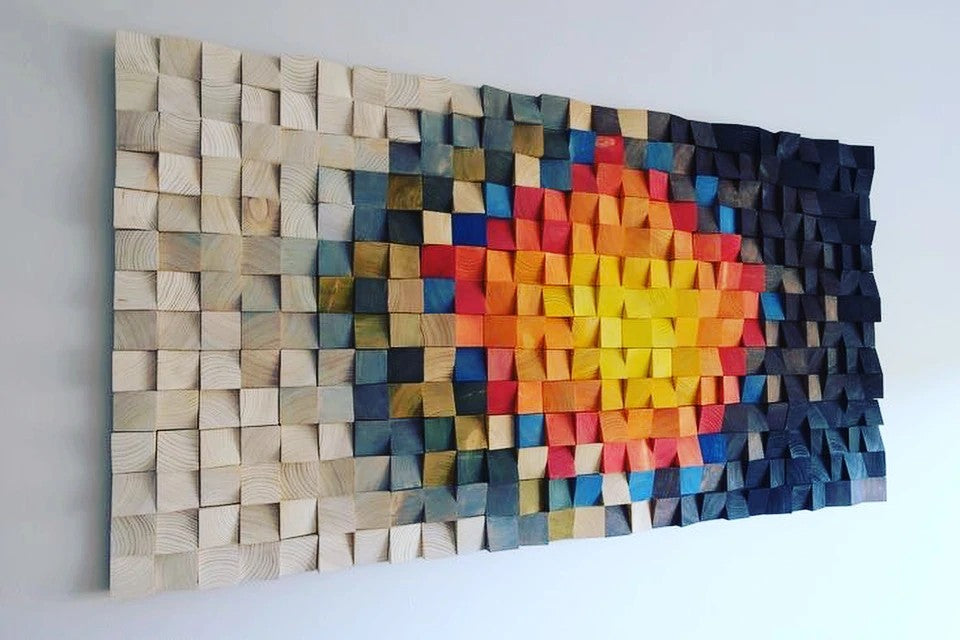 Gorgeous Sun Wood Mosaic Wall Decor