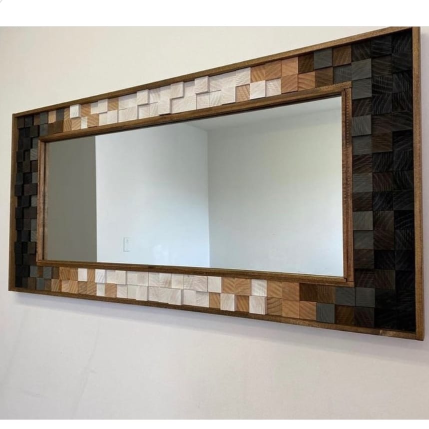Gorgeous Wood Mirror Mosaic Wall Decor