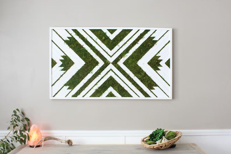 Preserved Moss Mosaic Aztec Design Wall Decor