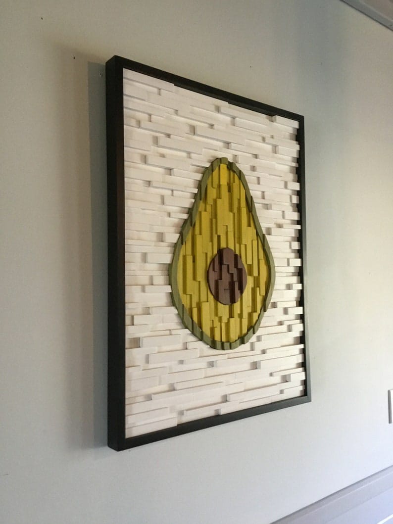 Avocado Plank Wood Mosaic Wall Decor