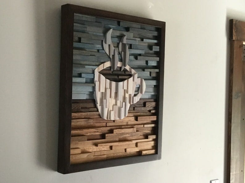 Coffee Plank Wood Mosaic Wall Decor