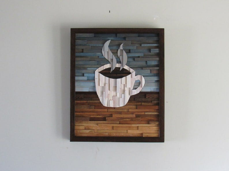 Coffee Plank Wood Mosaic Wall Decor
