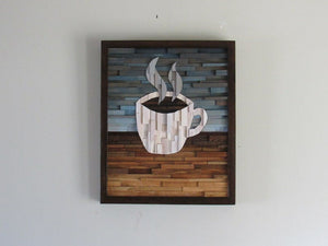 Coffee Wood Mosaic Wall Decor