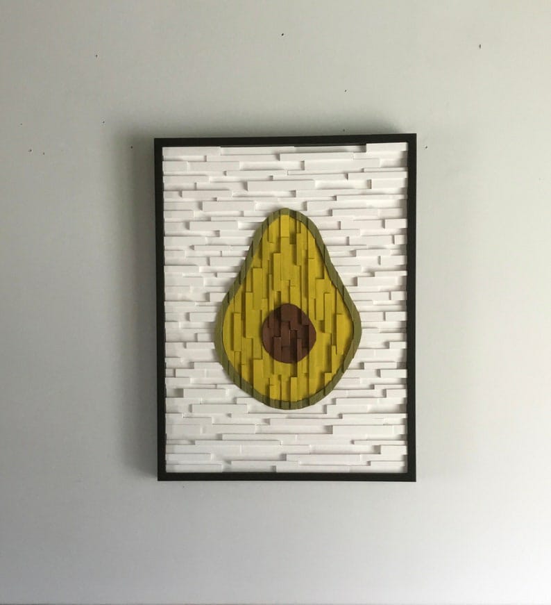 Avocado Plank Wood Mosaic Wall Decor