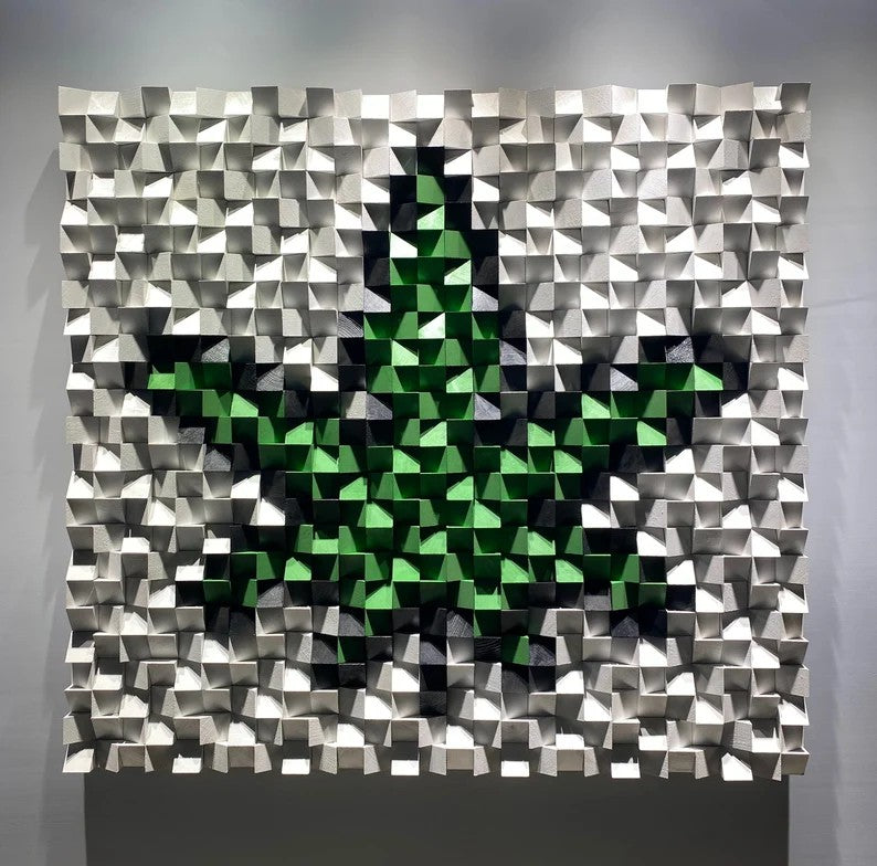 Weed Wooden Wood Mosaic Wall Decor