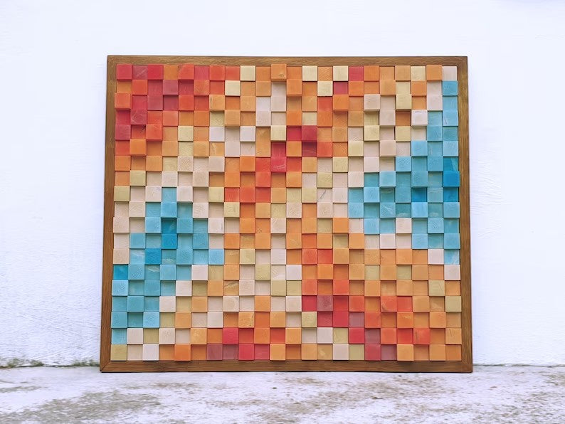 Wood Mosaic Wall Art for Modern Wall Decor Wall Decor